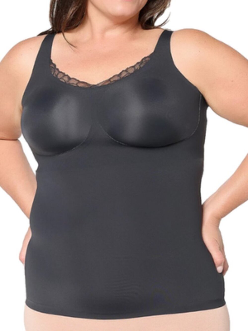 Evelyn & Bobbie Lace Trimmed V-Neck Seamless Bra Cami